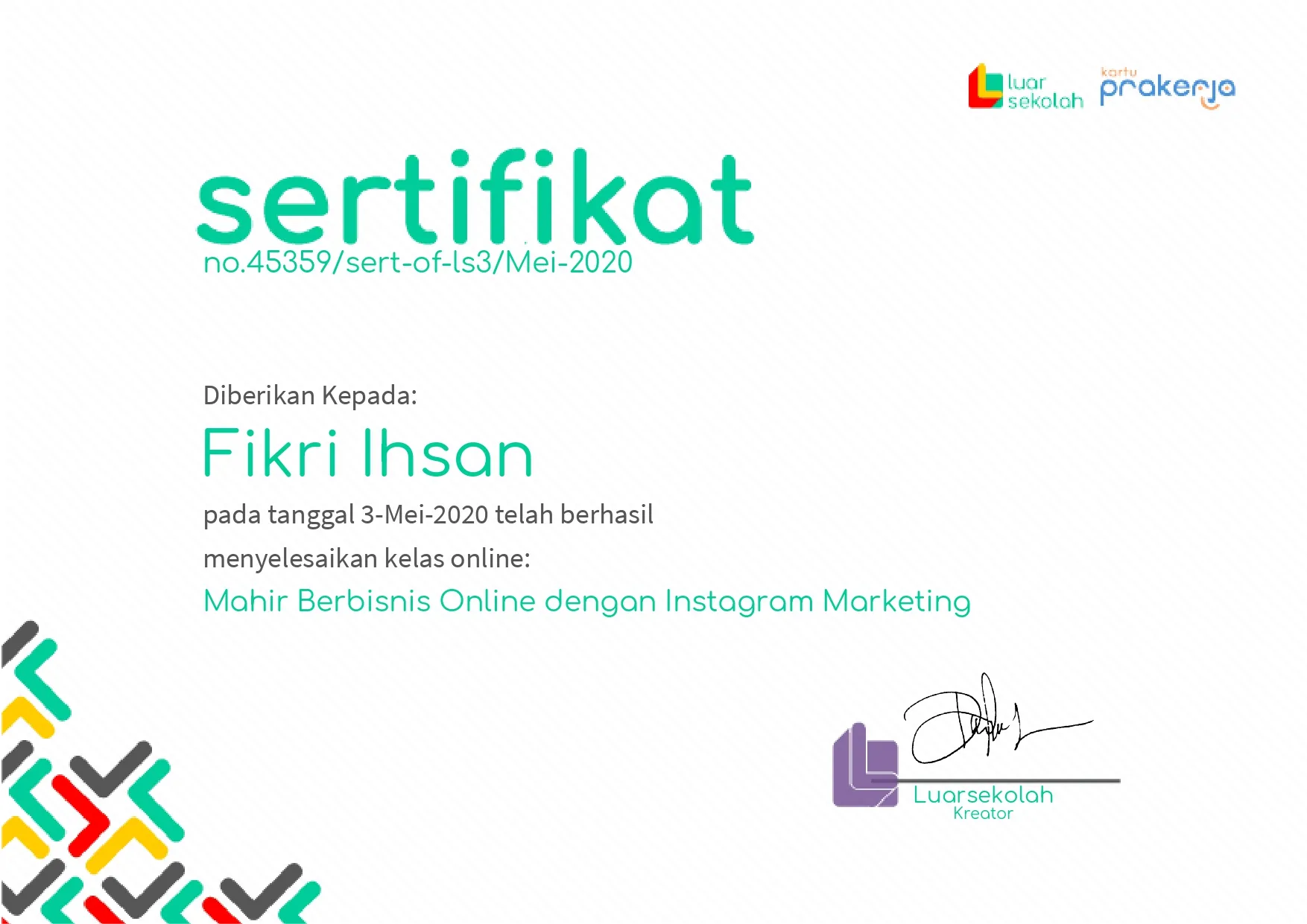 certificate
